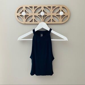 Fox Ribbed Cropped Tank Top Black Sz Small